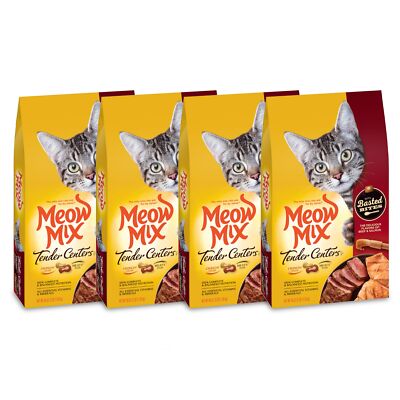 Meow Mix Tender Centers Dry Cat Food 3 Pound Pack Beef Salmon Basted Bites