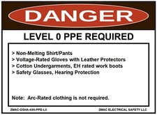 Ten (10) 4"x6" PPE Required Label Sticker Arc Flash Level 0 - 1.2 Calories