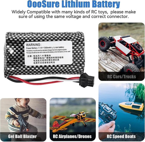 7.4V 1300mAh 10C SM-3P Lipo Battery with USB Cable for meizhi 2856 high speed RC - Bild 4 von 10