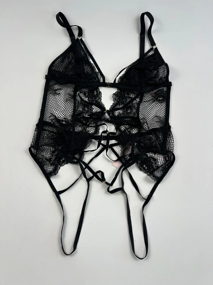 Victoria's Secret Red Encaje Peluche Transparente Body Lencería Negro XL NUEVO CON ETIQUETAS Foto 4 de 4