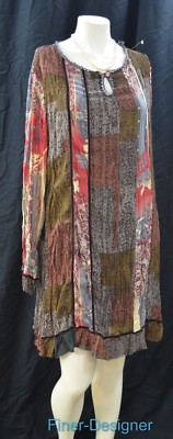 Vasna Desire Hippie Patchwork Dress multi shabby chiffon lace chic Boho L NEW 