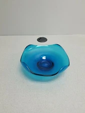 Viking Blue MCM Art Glass Candy Dish