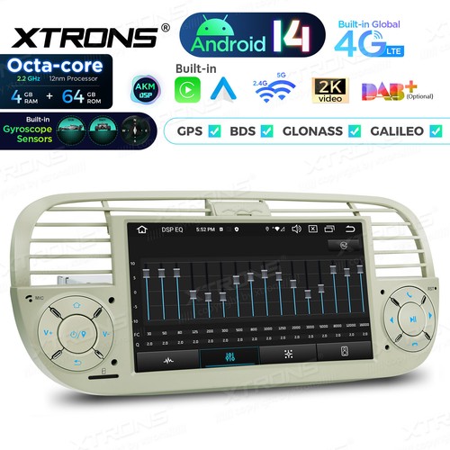 Android 14 4G 64GB Car GPS Stereo Radio Gyroscope For Fiat 500 2007-2015 Beige - Picture 8 of 22