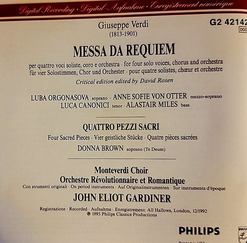 Verdi: Requiem / Quattro Pezzi Sacri (Four Sacred Pieces), Like New set - Picture 2 of 5