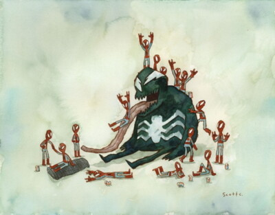 #ad Scott C Campbell quot;Lazy Afternoonquot; Spider man Great Showdowns Mondo $50.00