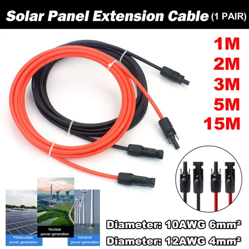 2x 4/6mm² Solarkabel Rot und Schwarz PV Verlängerungskabel mit Solarstecker