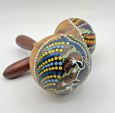 1 Pair Wooden Maracas Coconut Shell Hand Shakers Percussion Musical Instrument