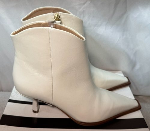 John Lewis Leather Ankle Boots UK 6 / 39 Panama Off White Western Pointed Toe - Picture 3 of 17
