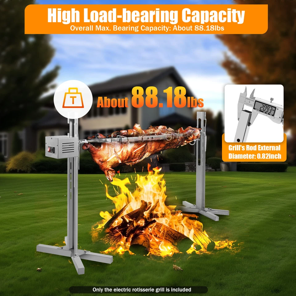53in Large Spit Roaster Chicken Lamb Leg Rack 360° Rotation Electric Grill Rack - Image 4 of 4