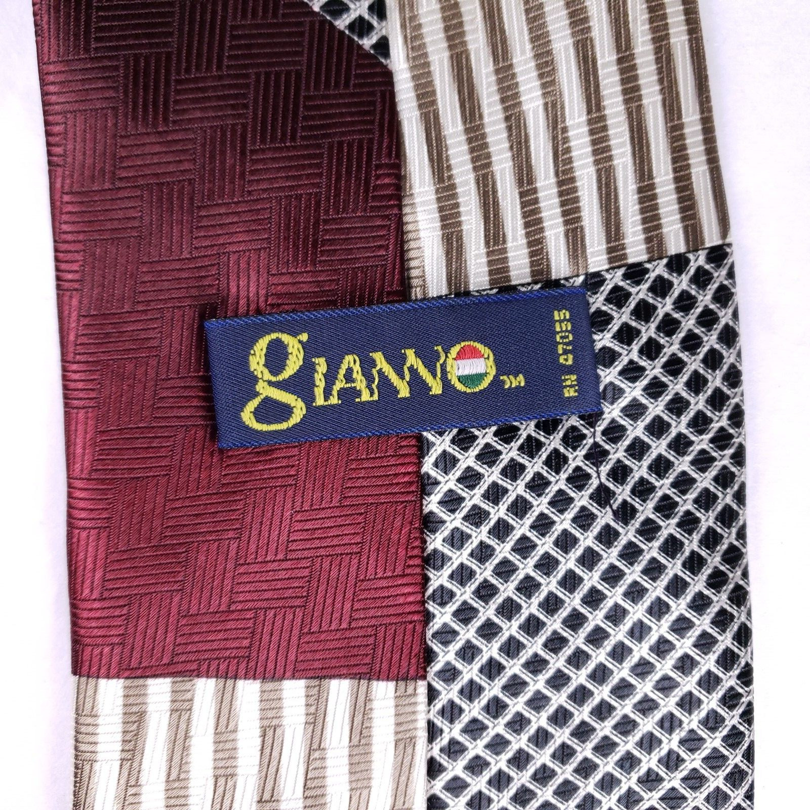 Gianno Geometric Patchwork Tie Multicolor Silk Lo… - image 2