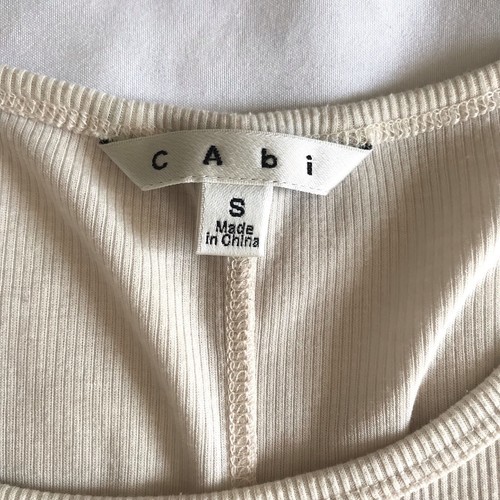 CAbi Essential Tank Top Cami Ribbed Beige Ivory Womens S Small Longer Length EUC - Picture 3 of 6