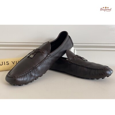 Authentic Louis Vuitton Brown Leather Drivers Logo Bow Slip  display picture 3