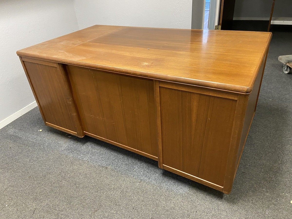 Leopold Vintage Mid Century Modern Walnut Tanker Desk | eBay