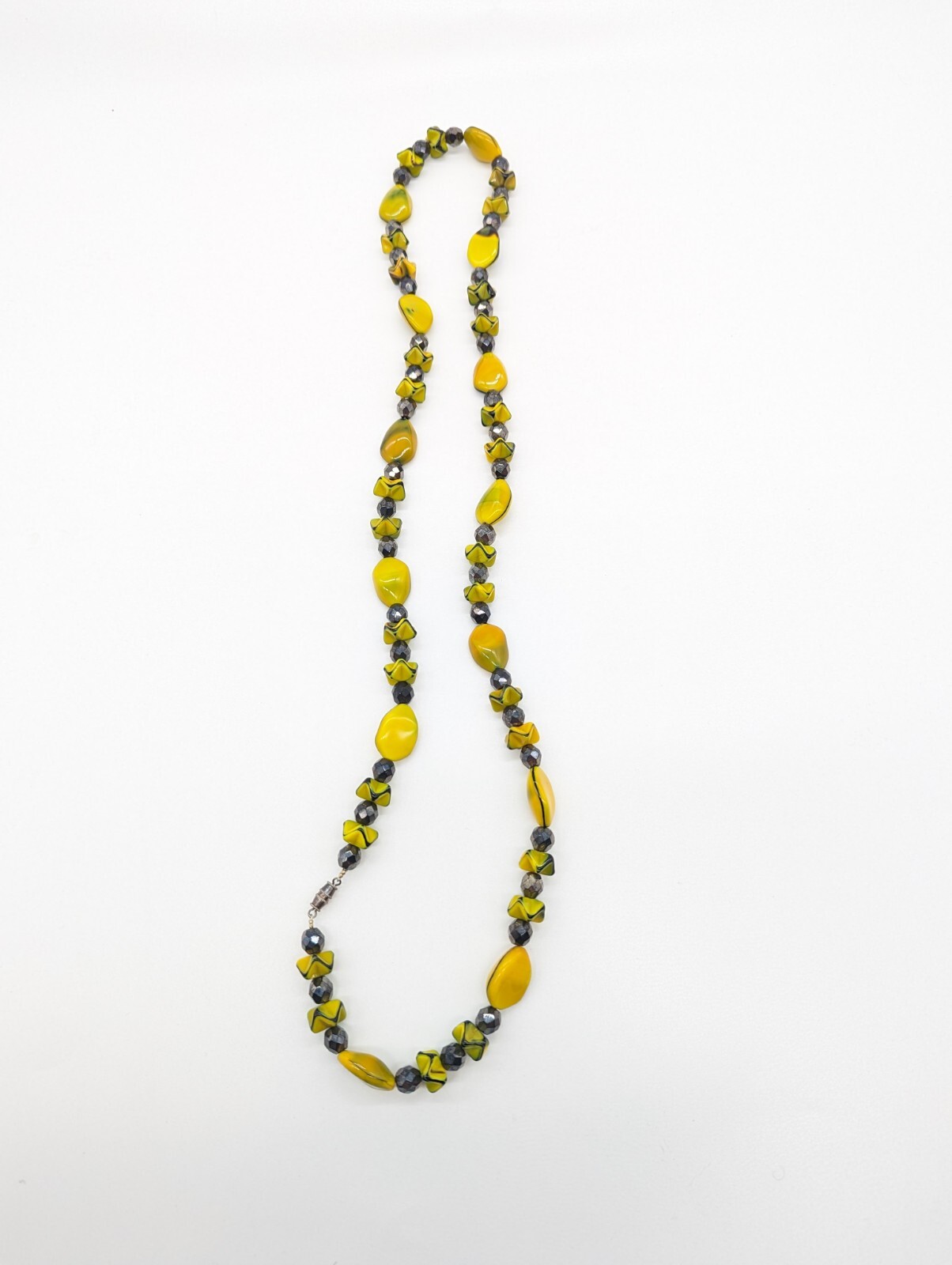 Yellow Beaded Statement Necklace - image 2
