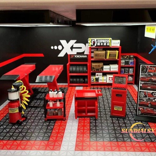 1/18 Diorama Garage Repair Model Set Car Workshop Tuning Scene Model Accessory - Picture 2 of 45