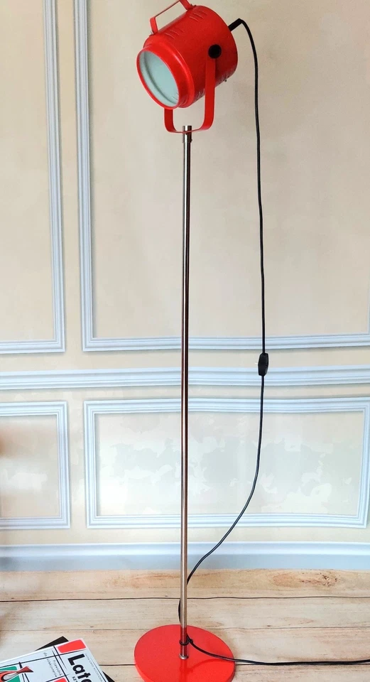 70er Jahre Stehlampe Baum Leuchten Neheim Theaterstrahler Spot Rot Space Age - Bild 2 von 4