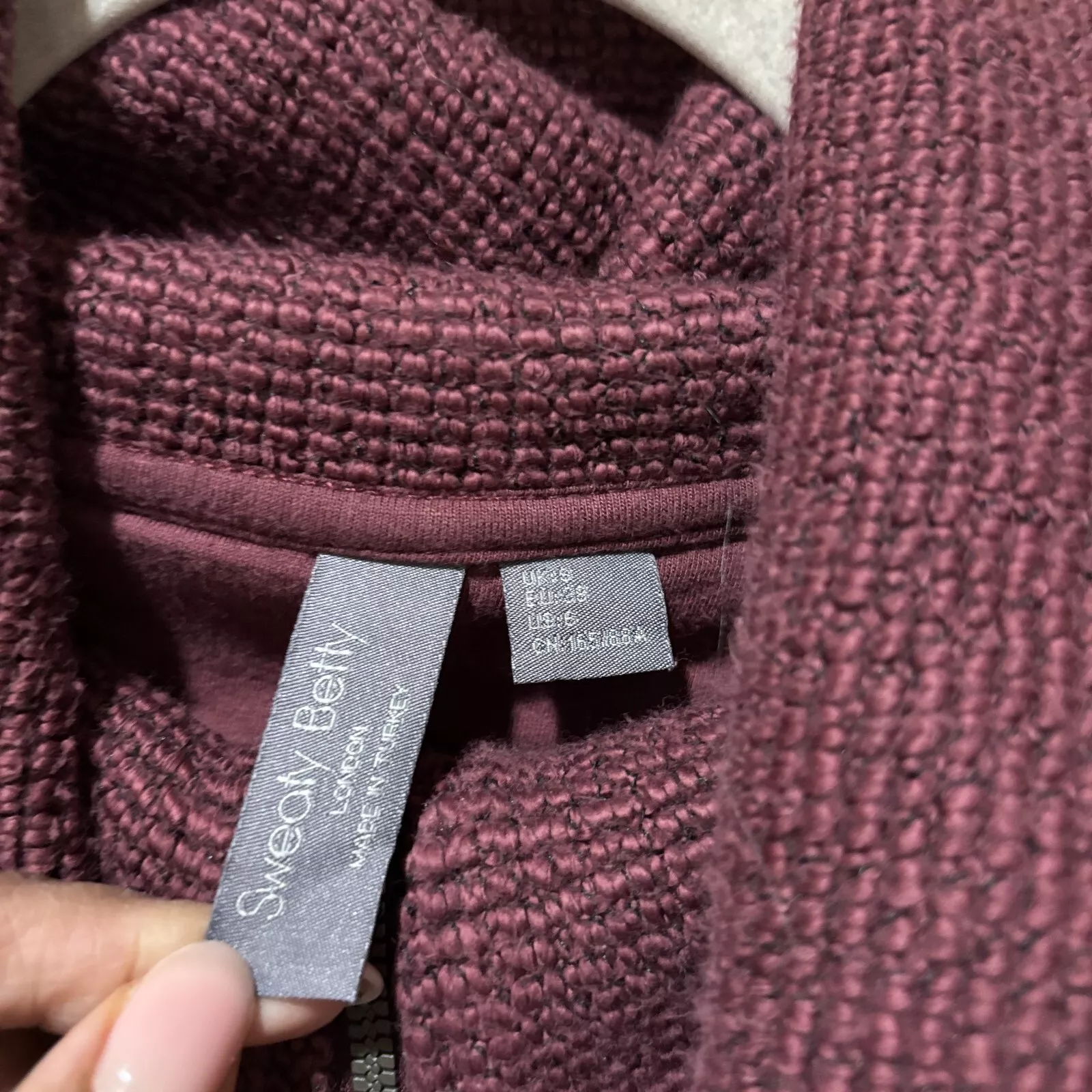 sweaty-betty funnel neck boucle restful 1/2 zip sweater