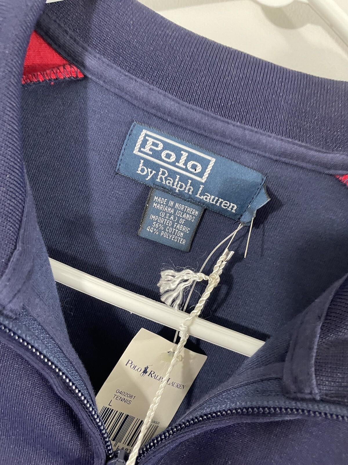 Polo Ralph Lauren Vintage US Open Jacket Uomo Tg Large Nuovo Pony Logo Tennis Zip Track