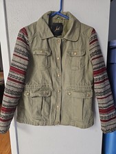 Jack Barn Jacket Olive Green With Wool Sleeves Size Med
