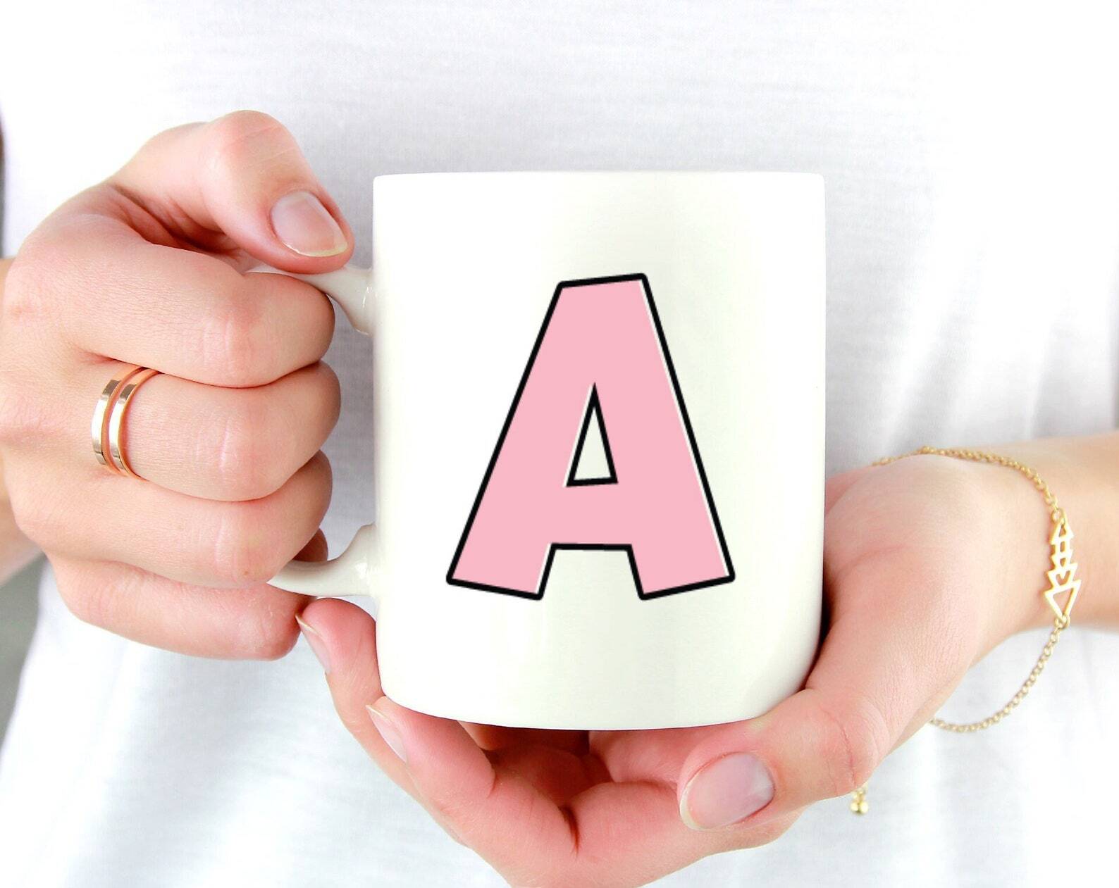 Personalized Initial Mug Monogram Gift Cute Coffee Mug