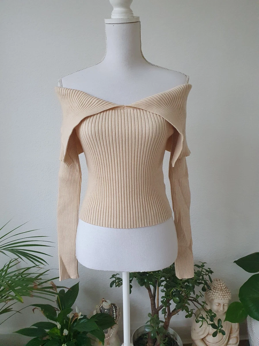 Zara off the shoulder knitted top jumper size L