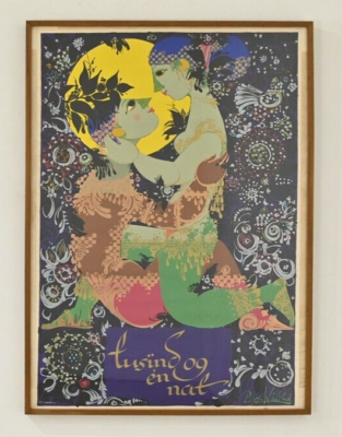 ヴァーナパントン　絵 Vintage Bjorn Wiinblad 1001 Nights Original Serigraph Poster