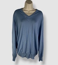 895 Brunello Cucinelli Men's Blue V-Neck Wool-Cashmere Ribbed Sweater Size 54