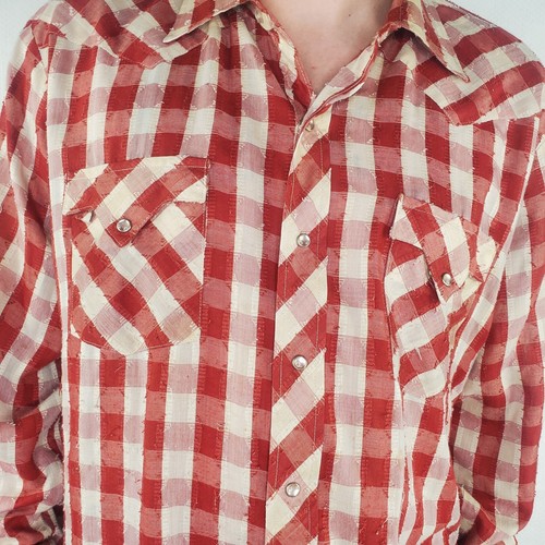 Vintage Tem Tex Red / White Plaid Pearl Snap Western Cowboy Rodeo Shirt 2XL EUC - Picture 3 of 8