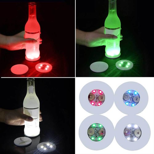 5PCS LED Coaster Light Up Drink Bottle Cup Mat Base Glow Club Party Bar Decor