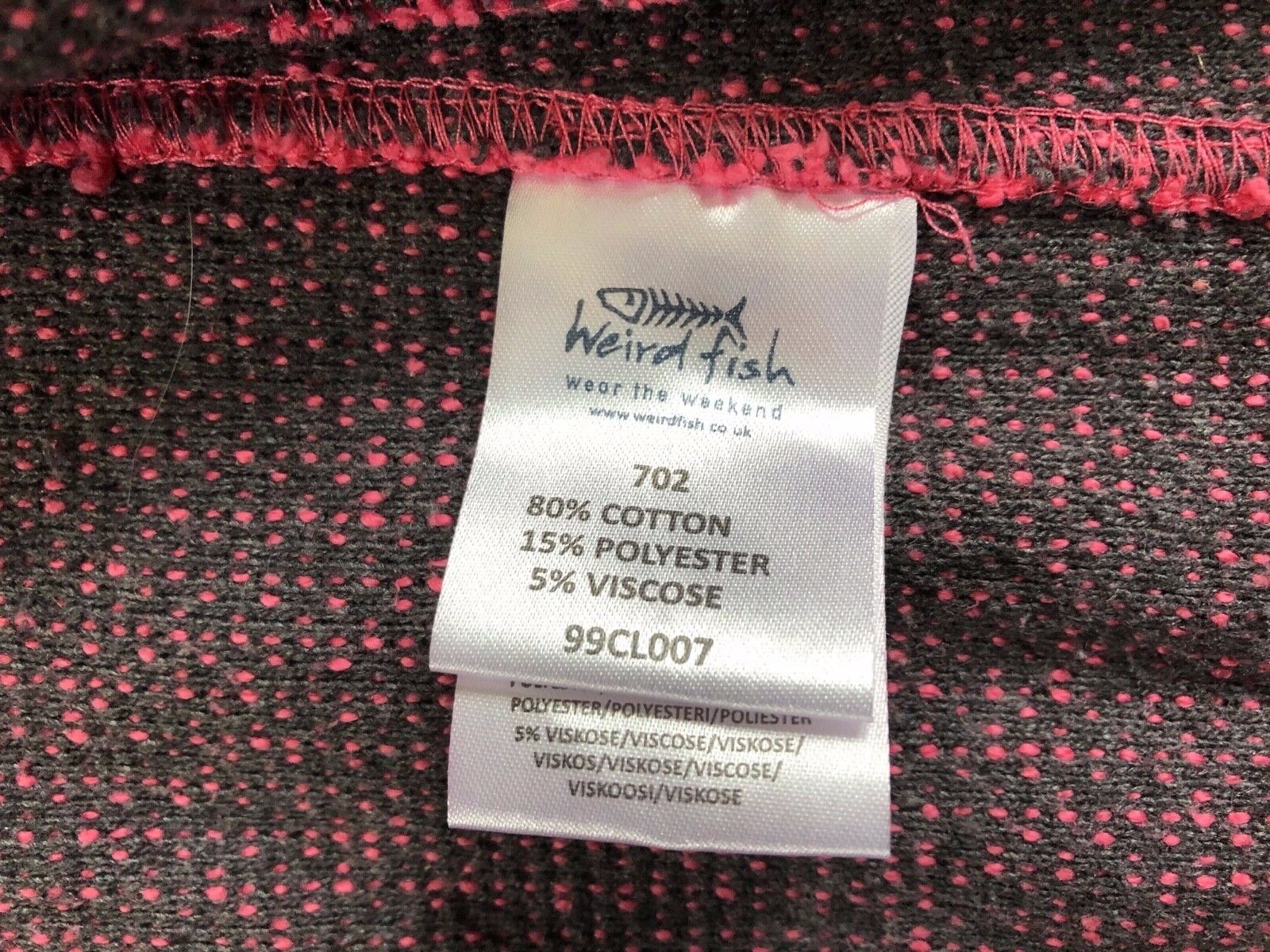 Weird Fish Hot Pink UK12 US8 Chicoa Classic Macaroni Hoodie/jacket image 7