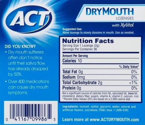 ACT Dry Mouth Lozenges With Xylitol, Soothing Mint, 36 Count - Picture 3 of 7