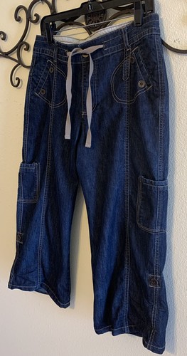WIDE LEG DENIM CAPRI HOSE DARK WASH Größe 9/10 - Bild 5 von 7