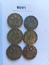 Three Pence Coins 1937 1939 X 6 #091