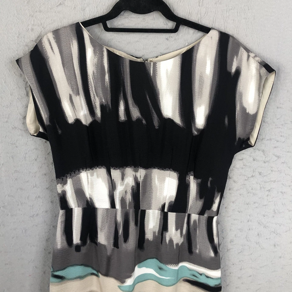 Vestido Peruano Connection Feminino 6 Arte Abstrata 100% Seda Carreira Casamento Moderno - Imagem 3 de 4