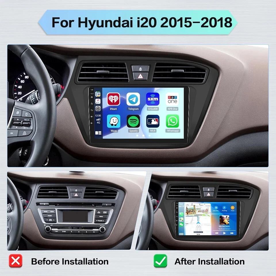 Für HYUNDAI i20 2015-2017 Android 14 Autoradio Apple CarPlay GPS Navi RDS 4+64G - Bild 3 von 4