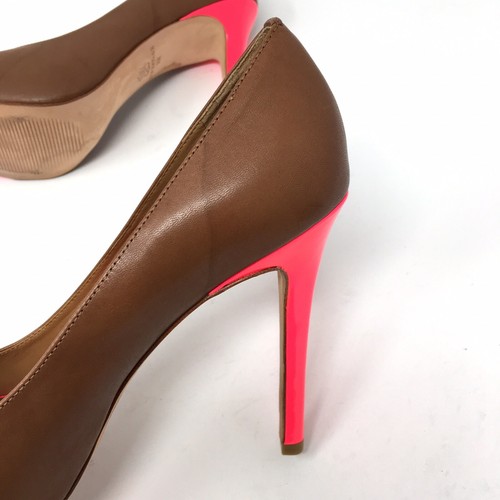 Ann Taylor NEU De Cherie Peep Toe Plateau Heels Pumps Leder Gr. 9M braun/pink - Bild 7 von 10