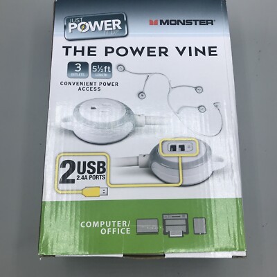 Monster AG-MULTIOUT2USB Just Power It Up 5-1/2' L 3 outlet Flexible Power Stip