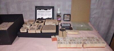 miscellaneous lot Of Ink  Stamps With Stamping Scrub Water Based Stamp Cleaner
