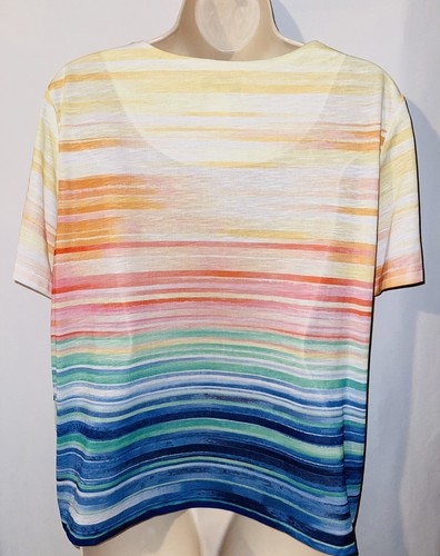Alfred Dunner Petite CLASSICS Striped Center Lace Top Size PL NWT - Picture 4 of 7