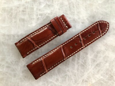22mm/20mm Brown Alligator Crocodile Embossed Leather Watch Strap Band