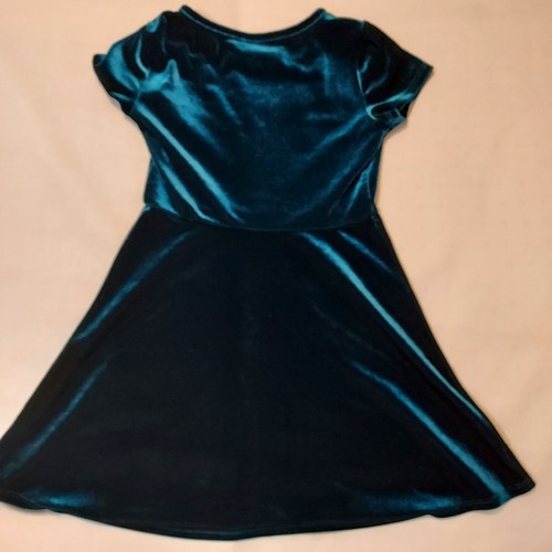 Vtg Holiday Editions Velour Dress Girls 7/8 Medium Dark Clover Green Emerald - Picture 2 of 7