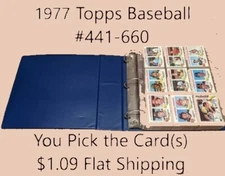 1977 Topps Baseball #441-660 YOUR CHOICE-$1.09 Flat Ship UPDATED 12/6