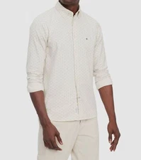 Tommy Hilfiger Men's Yellow Flex-Slim Brushed Twill Button Shirt Size M