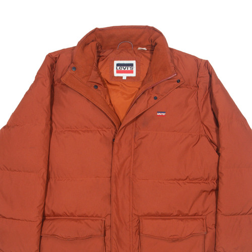 LEVI'S Down Filled Puffer Coat Orange Mens L - Picture 2 of 8