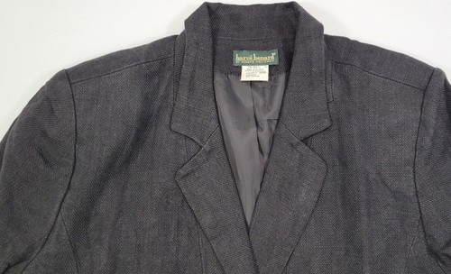 L) Vintage Harve Benard Holtzman Leinen Einknopf Schwarz Blazer Jacke - Bild 7 von 13