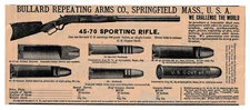 BULLARD REPEATING ARMS CO. 45-70 Sporting Rifle Bullet Gun 1885 Print Catalog Ad
