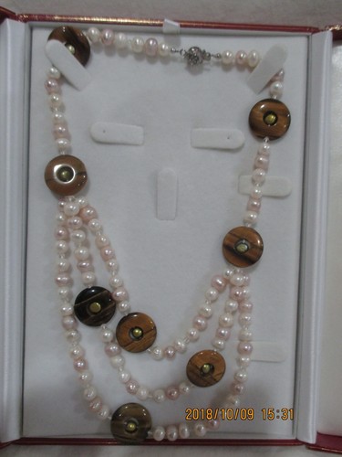 6-7mm FINE QUALITY+FRESHWATER PEARL AND TIGER'S EYE CASCADING+16" CHOKER - Picture 2 of 7