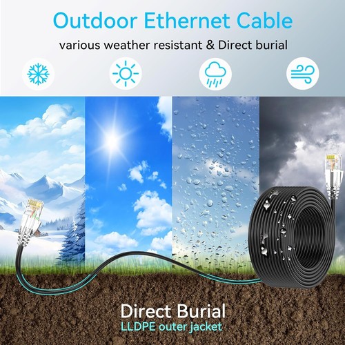 Durable 100ft Cat6a Ethernet Cable for Indoor & Outdoor Use, Flexible & Reliable - 第 4/8 張圖片