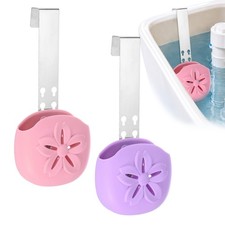 2-Pack Silicone Toilet Tank Tablet Holder  2-Pack Adjustable Hook, Pink, Purple