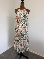 Club Monaco Silk Blend Sleeveless Halter Neck Floral Textured Vonna Dress Size 2